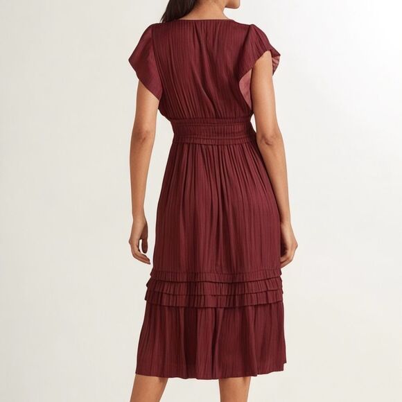 NWT Evereve Roan + Ryan Tallulah Holiday Midi Dress in Burgundy Wine Size Small - Picture 9 of 15